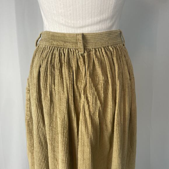 Eddie Bauer Maxi Skirt Size 14 Tan Khaki Corduroy Button A Line Vintage 90s Y2K - Picture 8 of 13